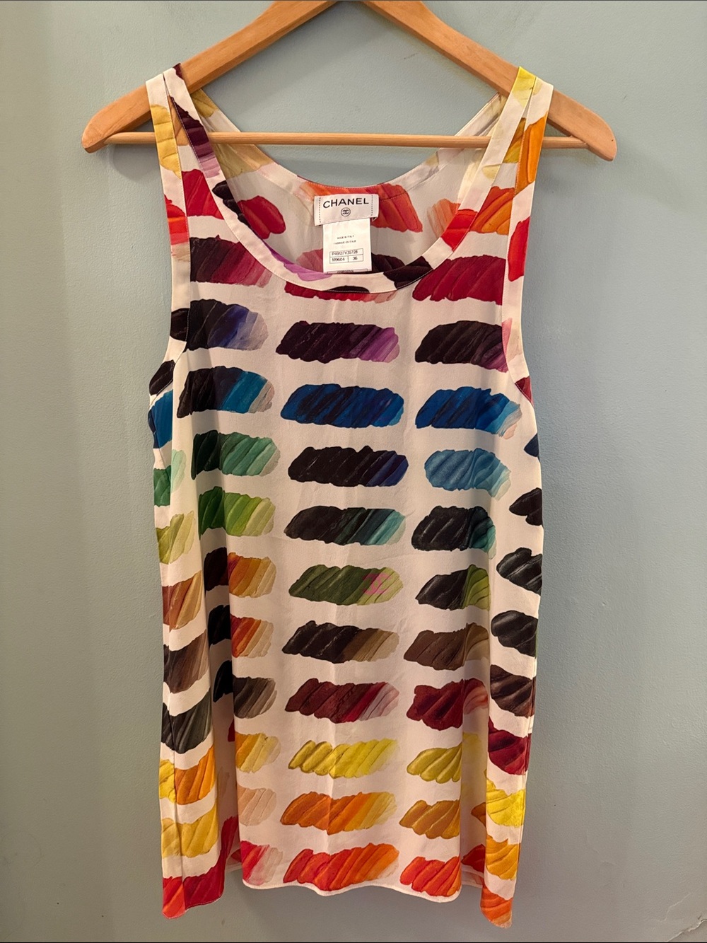 CHANEL Colorama Silk Tank Top on White